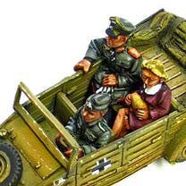 Miniatures German Kubelwagen crew (3) Driver, Officer, Mimi: "A Day Out"