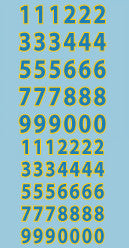 AFV-Decal German Turret Numbers blue/yellow